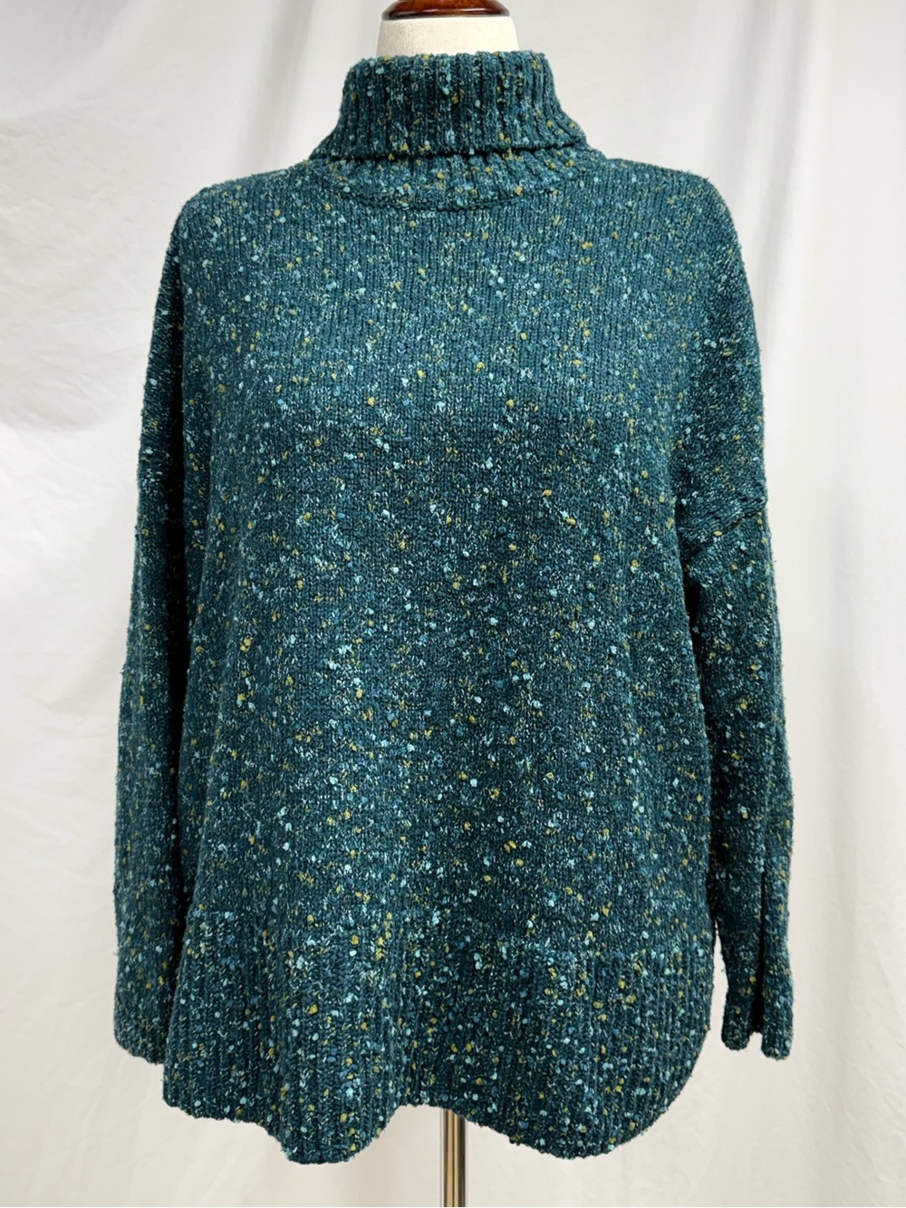 J.Jill Deep Teal Speckled Turtleneck Sweater